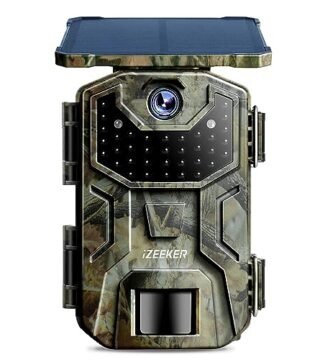 iZEEKER Solar Trail Camera 36MP 2.7K 30fps with Night Vision 5200 mAh Rechargeable Lithium Battery No Glow Infrared LEDs, Game Camera with Motion Activated IP66 Waterproof for Outdoor Monitoring